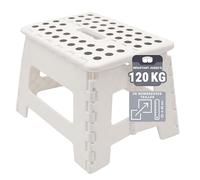 ZOLLNER-Tabouret-Pliable - Tabouret-Pliant pour Enfants et Adultes jusqu'à 120 kg - Revêtement-antidérapant - Poignée-de-Transport - Ultra-léger - Hauteur-22 cm - Plastique - Blanc