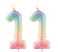 Zolunu Bougie d'anniversaire colorée à paillettes 11 ans, Bougie numéro 11 décorations de gâteau pour fille femme, Décorations de fête à thème colorées à paillettes fournitures de décorations cadeaux