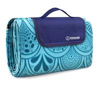 ZOMAKE Couverture Pique Nique Impermeable 200x200,Nappe Exterieur Plaid Pique-Nique Tapis Picnic Lavable pour Camping,Parc,Cour - XXL Picnic Blanket Pliable avec Poignée(Paon Bleu)