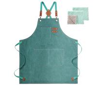 ZOMAO Tablier de chef, tablier de jardinage en toile de coton avec grandes poches pour homme et femme, tablier de cuisine et de pâtisserie robuste et réglable