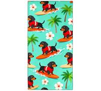 Zomer Serviette de plage en microfibre - 180 x 90 cm - Grande serviette de bain légère - Séchage rapide - Sans sable - XXL - Pour sport, voyage, camping, plage, gym, teckel de surf