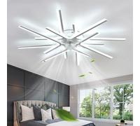 ZOMLBOF Grand ventilateur avec télécommande, à intensité variable, avec 6 vitesses, réversible, moderne, ventilateur de plafond à mémoire de forme, chambre à coucher, salon, blanc, 90 cm