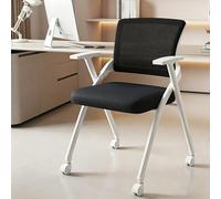 ZomoQryn Chaise Bureau Pliante à roulettes Fauteuil avec Tablette D'éCriture Chaise ConféRence à Dossier en Maille Design Empilable IdéAle pour Les ConféRences L'Accueil des Visiteurs White-Wheels