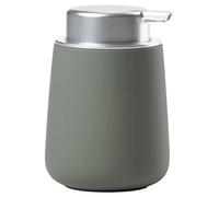 Zone Denmark - Distributeur de Savon Nova - 0,25 L - 8 x 11,5 cm - Salle de Bain - Design Danois ÉLéGant en Porcelaine - Surface Douce, DéTails en Acier - Vert Olive