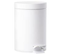 ZONE DENMARK Solo Poubelle de salle de bain, Petite poubelle cosmétique, Poubelle avec couvercle, diam. 17 cm, hauteur 25 cm, capacité 3 litres, blanc