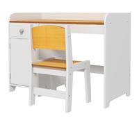ZONEKIZ Banc d'École et Chaise pour Enfants de 3-6 Ans avec Tiroir et Casier en Bois Blanc