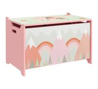 ZONEKIZ Coffre à Jouet Enfant Bac à Jouet Motif Forêt 60 x 37 x 39 cm Rose | Couvercle Rabattable, Coffre de Rangement, Coins Arrondis, Poignée Latérale, pour Filles et Garçons
