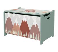 ZONEKIZ Coffre à jouet enfant coffre de rangement enfant couvercle rabattable motif de forêt coins arrondis 60 x 37 x 39 cm vert