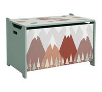 ZONEKIZ Coffre à jouets avec couvercle à rabat 60x37x39cm Vert | Coffre à jouets avec charnière sécurité, design animal mignon et poignée, pour chambre enfant