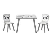 ZONEKIZ Ensemble table et chaises pour enfants, table pour enfant avec 2 chaises, motif animaux pour chambre à coucher gris