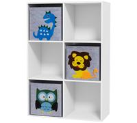 ZONEKIZ Étagère de Rangement pour Enfants, Cubes, Tiroirs, MDF, Dispositif Anti-Basculement, Blanc