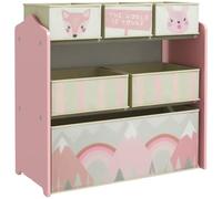ZONEKIZ Étagère Enfant avec 6 bacs de Rangement Amovibles, Rose | Étagère bibliothèque enfants, pour chambre, crèche, maternelle, salle de jeu, 63x30x66 cm