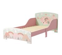 ZONEKIZ Lit pour enfant 3-6 ans avec barrières de sécurité et motifs dim. 77 x 143 x 60 cm sommier à lattes inclus - rose