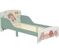 ZONEKIZ Lit pour enfant lit au sol enfant 3-6 ans avec barrières de sécurité et motifs dim. 77 x 143 x 60 cm sommier à lattes inclus - Vert