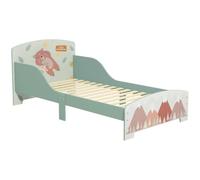 ZONEKIZ Lit pour Enfant Lit au Sol Enfant 3-6 Ans Motifs 77x143x60cm Vert | Barrières de Sécurité, Sommier à Lattes Inclus