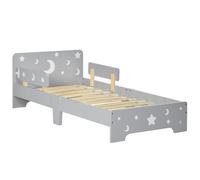 ZONEKIZ Lit pour enfants de 3 à 6 ans design étoiles et lune sommier à lattes inclus chambre moderne 143 x 76 x 49 cm gris