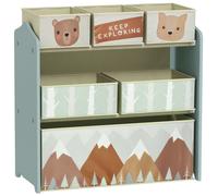 ZONEKIZ Meuble de rangement enfant avec 6 boîtes amovibles en tissu non tissé Organisateur de jouets, étagère 63L x 30l x 66H cm