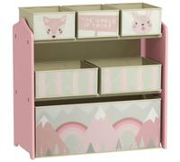 ZONEKIZ Meuble de rangement enfant avec 6 boîtes amovibles en tissu non tissé Organisateur de jouets, étagère 63L x 30l x 66H cm