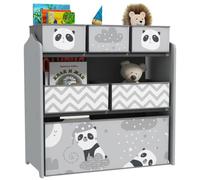 ZONEKIZ Meuble Rangement Enfant 6 Boîtes Amovibles en Tissu Non Tissé Gris | Rangement Jouet Enfant, Bibliothèque, Organisateur de Jouets pour Salle de Jeu, Garderie, École, 63 x 30 x 66 cm