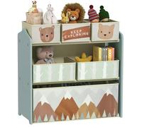 ZONEKIZ Meuble Rangement Enfant, Rangement Jouet Enfant, 6 boîtes Amovibles en Tissu Non tissé, bibliothèque, Organisateur de Jouets pour Salle de Jeu, garderie, école, 63 x 30 x 66 cm, Vert
