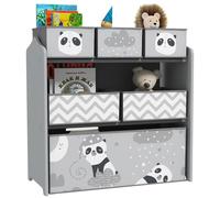 ZONEKIZ Meuble Rangement Enfant, Rangement Jouet Enfant, 6 boîtes Amovibles en Tissu Non tissé, bibliothèque, Organisateur de Jouets pour Salle de Jeu, garderie, école, 63 x 30 x 66 cm, Gris