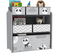 ZONEKIZ Meuble rangement enfant, rangement jouet enfant, 6 boîtes amovibles en tissu non tissé, bibliothèque, organisateur de jouets pour salle de jeu, garderie, école, 63 x 30 x 66 cm, gris