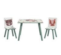 ZONEKIZ Table Enfant 2 chaises 3 pièces Motif Animal 3-8 Ans Vert | Ensemble table et chaises enfant, meubles enfants, pour crèche et maternelle