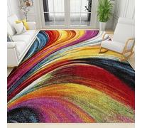 ZONOKI Tapis de Salon Couleurs Arc-en-Ciel Art Abstrait Vintage, Lavable Poils Ras Style de Griffonnage BohèMet, Doux Et Confortable - pour Salon Chambre Salle à Manger - 160 x 230 cm