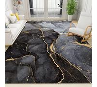 ZONOKI Tapis de Salon Texture De Marbre DéGradé Gris Noir, Tapis Grande LéGèRes Rayures GéOméTriques DoréEs de Luxet, Tapis Lavable en Machine - pour Salon Chambre Salle à Manger - 160 x 230 cm