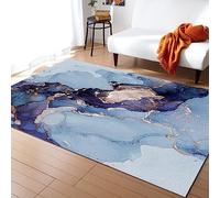ZONOKI Tapis de Texture De Marbre Violet Bleu Abstrait, Doux à Poils Ras Tapis Art Moderne à L'Encre DoréE De Luxe, Facile d'entretien Tapis - pour Salon Chambre Salle à Manger Bureau - 140 x 200 cm
