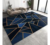 ZONOKI Tapis Salon Texture de Marbre GéOméTrique Bleu Noir DéGradé, Grand Tapis Poils Ras Lignes DoréEs Abstraites IrréGulièRes de Luxe LéGer - pour Salon Chambre Salle à Manger Bureau - 180 x 240 cm