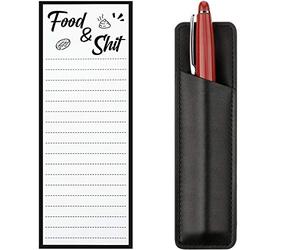 Zonon 50 Pcs Bloc-Notes de Liste Magnétique Bloc-Notes de Liste d'Épicerie Drôle Bloc-Notes Magnétique de Réfrigérateur 1 Porte-Stylo de Réfrigérateur Magnétique Pochette de Marqueur en Similicuir