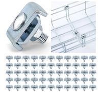 Zonon Lot de 50 clips muraux pour grille - Kit de rondelles d'épissure pour plateau de câbles en maille, pince renforcée pour plateau de câbles en maille métallique, connecteur d'épissure de bout en