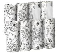 Zonon Lot de 8 porte-mouchoirs ronds vintage Motif floral | Boîte à mouchoirs en forme de fleur noire avec tube de voyage pour décoration de voiture avec 50 feuilles pour porte-gobelet