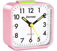Zonopy Réveil analogique silencieux avec veilleuse, fonctionne avec piles, alarme forte, répétition, écran lumineux, design portable, pour la rentrée scolaire