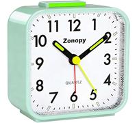 Zonopy Réveil analogique silencieux avec veilleuse, fonctionne avec piles, alarme forte, répétition, écran lumineux, design portable, pour la rentrée scolaire