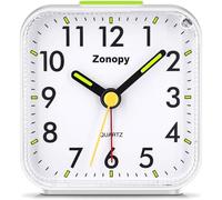 Zonopy Réveil analogique silencieux avec veilleuse, fonctionnement à piles, alarme puissante, fonction snooze, écran lumineux, design portable, réveil de voyage pour dormeurs profonds, Idée cadeau de