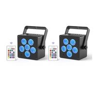 ZonQoonz 2PCS 50W Par LED Batterie, RGBWA UV 5200mAh Rechargeable Lumière de Scène avec IR Télécommande et Son Activé, Eclairage Scene DMX pour Disco Bar Fête Mariages Bars Halloween Noël Events