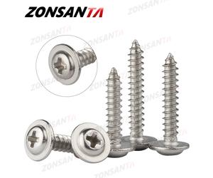 ZONSANTA 50pcs M1.4 M1.7 M2 M2.3 M2.6 M3 M4 tête ronde croisée avec rondelle vis autotaraudeuses 304 vis à bois en acier inoxydable