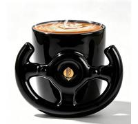 ZONSUSE Mug Amusant Poignée Volant, Tasse à Café au Design de Course, Tasse à Thé 3D Créative, Cadeau Insolite pour Homme, Passionnés de Voiture, Gamers Sim-Racing, Papa, Mari, 400ml (Volant)