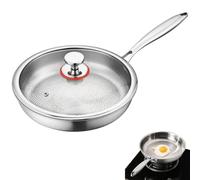 zoocco Titanium Frying Pan Set 8/10/12 Inch with Lids, Hammered Non Toxic Cookware, PFAS Free Coating Free Pan, Induction Oven Safe Skillet for Home Cooking (12 in)