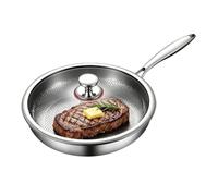 zoocco Titanium Frying Pan, Uncoated Hammered Naturally Non-Stick Skillet, PFAS-Free 1000°F Oven Safe Cookware, Induction & All Stovetop Compatible for Searing Steak Eggs (12.59 IN with Lid)