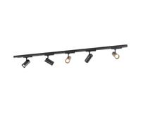 Zoom Kit d'éclairage de rail LED - Noir, 5 mètres, 5 spots, 3 phases - Luminosité réglable 20/25/30W et couleurs de lumière de la lumière chaude à la lumière du jour (2700K, 3000K et 4000K)