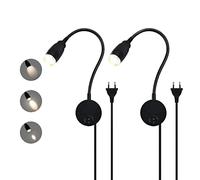 Zoomable Lampe de Lecture Murale, Liseuse LED Tete de Lit avec Interrupteur, Lampe à Col de Cygne Rotative Flexible de 28CM, Applique en Aluminium, Lampe Chevet Murale pour Chambre (Schwarz-2 pieces)