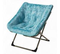 ZoomBuggy Fauteuil Lune Pliant en Fausse Fourrure Douce Lapin, Chaise | lounge adulte, cadre acier robuste 136 kg, sans montage, salon/chambre/dortoir - Vert - Green + Gold Legs