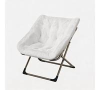ZoomBuggy Fauteuil Lune Pliant XXL 79 cm en Fausse Fourrure Douce de Lapin | chaise soucoupe lounge adulte, cadre acier léger 136 kg, sans montage, salon/chambre/dortoir blanc et or