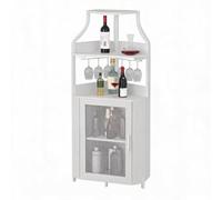 ZoomBuggy Meuble Bar d'angle 5 Niveaux, Buffet Cave à Vin Industriel 155 cm | Rangement 50 Bouteilles et Verres, Étagères Réglables, Portes Grillagées, Montage Facile, pour Salon, Salle à Manger, Cuisine