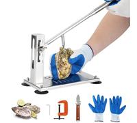 ZoomBuggy Ouvre Huître Professionnel Inox à Levier Réglable 5 Hauteurs, Appareil Ouvrir Huître sur Table, Kit Complet avec Couteau et Gants pour Restaurant et Cuisine Domestique