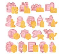 ZOOMPIL Eid Mubarak Emporte Pièces, 18 Pièce 3D Moule Biscuit Plastiquem, Musulman Ramadan Cookie Moules, Pour DIY Fondant Gâteau Outils De Cuisson Party Decor