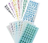 ZOOMPIL Lot de 16 feuilles d'autocollants à paillettes en forme de chiffre et lettres de l'alphabet - Pour la décoration de la maison, le bricolage, le scrapbooking, l'album photo